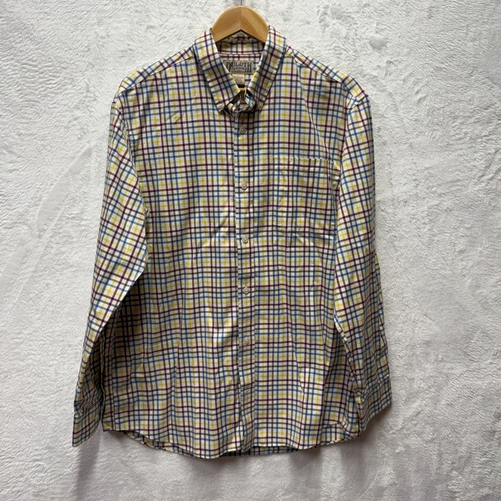 Duluth Trading Button Down Shirt Mens Large Multicolor Plaid Cotton Traditional